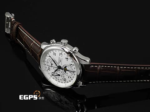 LONGINES 浪琴 Master Collection Chrono Moonphase 名匠 巨擘系列 L27734783&nbsp;銀白色經典麥粒飾紋面盤&nbsp;全日曆 月相盈虧 計時碼表&nbsp;藍鋼指針&nbsp;不鏽鋼&nbsp;2026年保單&nbsp;自動上鏈 42mm