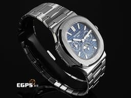 Patek philippe 百達翡麗 PP錶 Nautilus 金鷹 5740/1G-001 18K白金材質 5740 <font color=#70cce1>靛藍色面盤</font> <font color=#FF0000>2020年保單 Nautilus 金鷹系列第一款超薄萬年曆腕錶</font> <font color=#ff00ff>附原廠自動上鍊盒 配件齊全！</font> 自動上鍊 40mm