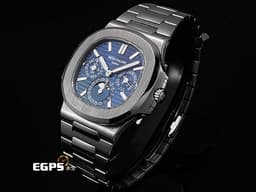 Patek philippe 百達翡麗 PP錶 Nautilus 金鷹 5740/1G-001 18K白金材質 5740 <font color=#70cce1>靛藍色面盤</font> <font color=#FF0000>2020年保單 Nautilus 金鷹系列第一款超薄萬年曆腕錶</font> <font color=#ff00ff>附原廠自動上鍊盒 配件齊全！</font> 自動上鍊 40mm