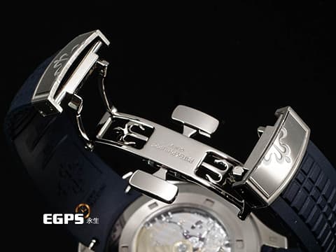 Patek Philippe 百達翡麗 PP Aquanaut Jumbo 海底探險家 5168G-001 18K白金材質 午夜藍色漸層壓花面盤&nbsp;2024年保單 新款按動式摺疊帶扣 已貼膜 自動上鏈&nbsp;42mm