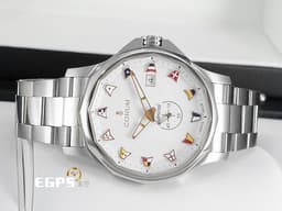 CORUM 崑崙 Admiral s Cup 海軍上將 ADMIRAL 42 白色面盤 不鏽鋼鍊帶款 395.110.20/V720 AA24  <font color="#FF0000">經典海事旗幟彩繪時標 2022年保單</font> 自動上鍊 42mm