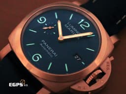PANERAI 沛納海 Luminor Marina Goldtech Sole Blu PAM1112 <font color="#0f5dc2">藍色經典三明治面盤</font> Goldtech金材質 玫瑰金 PAM01112 三日鍊 小秒針&nbsp;<font color="#FF0000">2022年保單</font>&nbsp;自動上鍊 44mm