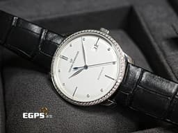 Girard-Perregaux 芝柏 GP錶 1966系列 49525D-53A-1A1-BK6A <font color=#cadff0>原廠鑲嵌頂級天然美鑽鑽圈、鑽石時標</font> 49525 D 經典 大三針 18K白金材質 <font color=#FF0000>2025年保單</font> 自動上鍊 38mm