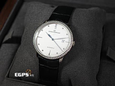 Girard-Perregaux 芝柏 GP錶 1966系列 49525D-53A-1A1-BK6A 原廠鑲嵌頂級天然美鑽鑽圈、鑽石時標 49525 D 經典 大三針 18K白金材質 2025年保單 自動上鍊 38mm