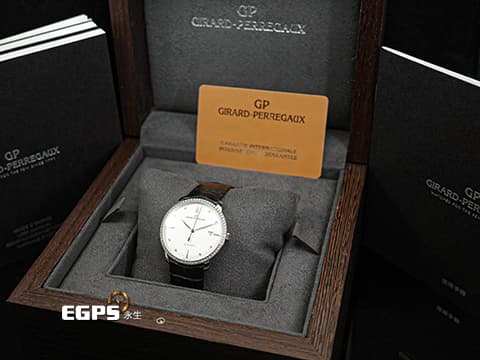 Girard-Perregaux 芝柏 GP錶 1966系列 49525D-53A-1A1-BK6A 原廠鑲嵌頂級天然美鑽鑽圈、鑽石時標 49525 D 經典 大三針 18K白金材質 2025年保單 自動上鍊 38mm