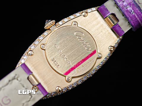 Cartier 卡地亞 Baignoire Allongee 2606 經典 大眼睛 精鑲絕美鑽圈、鑽石錶冠 長型 鵝蛋 玫瑰金材質 石英腕錶 21 x 47 mm