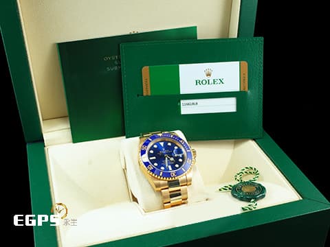 ROLEX 勞力士 Submariner 潛航者 116618LB 陶瓷框 18K黃金材質 藍色面盤 全金藍水鬼  2019年保卡 自動上鍊 40mm