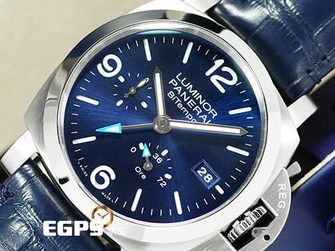 PANERAI 沛納海 Luminor BiTempo Power Reserve PAM1361 經典夜光三明治藍色面盤 PAM01361 三日鍊 小秒針 動能顯示 GMT 兩地時區 2024年保單 自動上鍊 44mm
