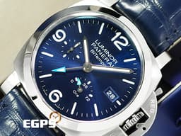 PANERAI 沛納海 Luminor BiTempo Power Reserve PAM1361 <font color=#0080FF>經典夜光三明治藍色面盤</font> PAM01361 三日鍊 小秒針 動能顯示 GMT 兩地時區 <font color=#FF0000>2024年保單</font> 自動上鍊 44mm