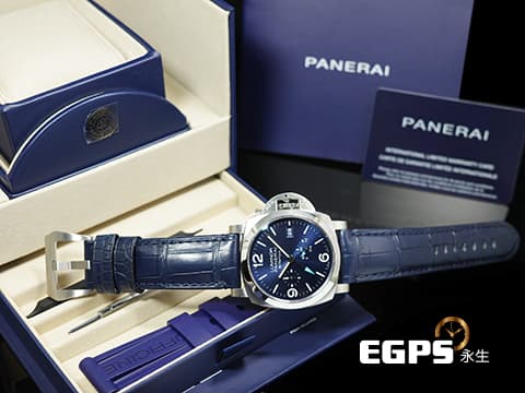 PANERAI 沛納海 Luminor BiTempo Power Reserve PAM1361 經典夜光三明治藍色面盤 PAM01361 三日鍊 小秒針 動能顯示 GMT 兩地時區 2024年保單 自動上鍊 44mm