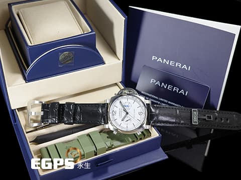 PANERAI 沛納海 Luminor Chrono PAM1218 計時碼表 白色三明治夜光面盤 PAM01218 藍色小秒針 不鏽鋼 2025年保單 自動上鍊 44mm