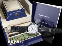 PANERAI 沛納海 Luminor Chrono PAM1218 計時碼表 <font color=#ffffff>白色三明治夜光面盤</font> PAM01218 <font color=#33CCFF>藍色小秒針</font> 不鏽鋼 <font color=#FF0000>2025年保單</font> 自動上鍊 44mm