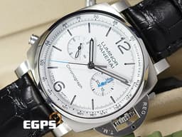 PANERAI 沛納海 Luminor Chrono PAM1218 計時碼表 <font color=#ffffff>白色三明治夜光面盤</font> PAM01218 <font color=#33CCFF>藍色小秒針</font> 不鏽鋼 <font color=#FF0000>2025年保單</font> 自動上鍊 44mm