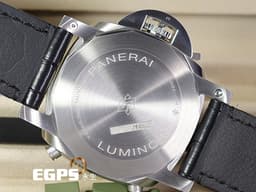PANERAI 沛納海 Luminor Chrono PAM1218 計時碼表 <font color=#ffffff>白色三明治夜光面盤</font> PAM01218 <font color=#33CCFF>藍色小秒針</font> 不鏽鋼 <font color=#FF0000>2025年保單</font> 自動上鍊 44mm