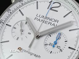 PANERAI 沛納海 Luminor Chrono PAM1218 計時碼表 <font color=#ffffff>白色三明治夜光面盤</font> PAM01218 <font color=#33CCFF>藍色小秒針</font> 不鏽鋼 <font color=#FF0000>2025年保單</font> 自動上鍊 44mm