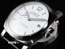 PANERAI 沛納海 Luminor Quarantta PAM1371 PAM01371 三日鍊 <font color=#ffffff>白色三明治面盤</font> <font color=#7eb300>附原廠深綠色橡膠快拆錶帶</font> <font color=#FF0000>2023年保卡 保有部分原廠膠膜 </font> 自動上鍊  40mm