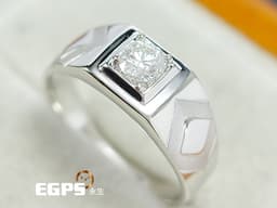 白K金 天然鑽石 主石重0.50CT 噴砂處理  鑽石戒指 男戒