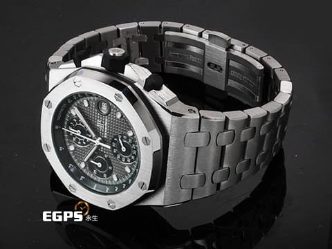Audemars Piguet 愛彼 AP錶 Royal Oak Offshore 皇家橡樹 離岸型 26238TI.OO.2000TI.01 鈦金屬材質 灰黑色「Petite Tapisserie」格紋面盤 2022年保卡 最新易換式錶帶系統 附原廠膠帶錶帶 自動上鍊 42mm