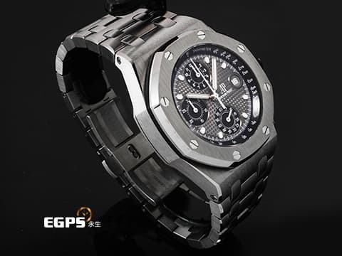 Audemars Piguet 愛彼 AP錶 Royal Oak Offshore 皇家橡樹 離岸型 26238TI.OO.2000TI.01 鈦金屬材質 灰黑色「Petite Tapisserie」格紋面盤 2022年保卡 最新易換式錶帶系統 附原廠膠帶錶帶 自動上鍊 42mm