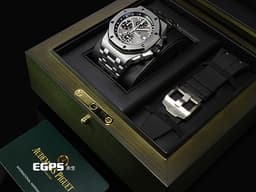 Audemars Piguet 愛彼 AP錶 Royal Oak Offshore 皇家橡樹 離岸型 26238TI.OO.2000TI.01 鈦金屬材質 <font color=#ffffff>灰黑色「Petite Tapisserie」格紋面盤</font> <font color=#FF0000>2022年保卡 最新易換式錶帶系統 附原廠膠帶錶帶</font> 自動上鍊 42mm
