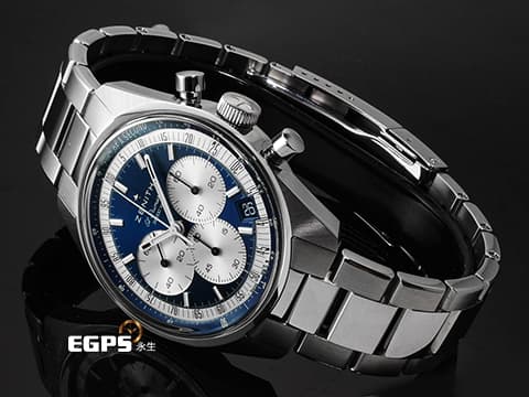 ZENITH 真力時 Chronomaster Original系列 03.3200.3600/51.M3200 不鏽鋼材質 El Primero 高振頻機芯 專門店限定款 藍色熊貓面盤  1/10秒計時功能 2024年保卡  自動上鍊 38mm