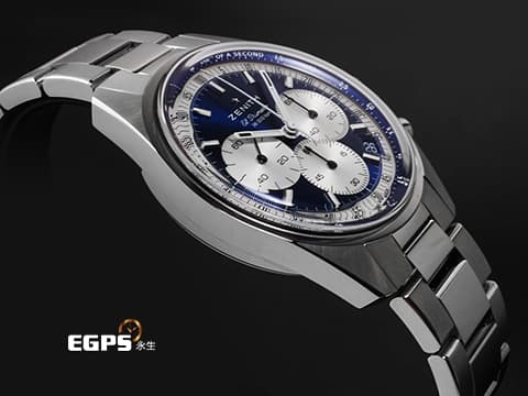 ZENITH 真力時 Chronomaster Original系列 03.3200.3600/51.M3200 不鏽鋼材質 El Primero 高振頻機芯 專門店限定款 藍色熊貓面盤  1/10秒計時功能 2024年保卡  自動上鍊 38mm