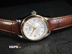 ORIS 豪利時 CLASSIC系列日期 經典大三針 01 561 7650 4331  <font color="#E0E0E0">銀白色面盤</font>  <font color="#FF5809">玫瑰金PVD塗層不鏽鋼錶圈</font>  <font color="#FF0000">2025年保單</font> 自動上鍊 28.5mm