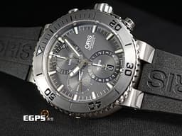 ORIS 豪利時 Aquis Titan Chronograph 時間之海 7655 <font color="#ADADAD">鈦金屬 灰色面盤 鍍鎢刻度錶圈</font> 0167476557253 計時碼表 <font color="#FF0000">2025年保單</font> 排氦氣閥 潛水錶 自動上鍊 46mm