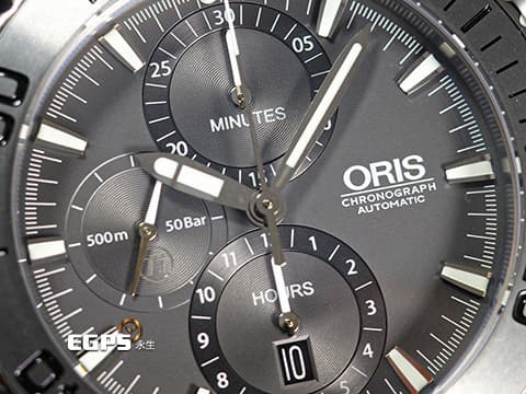 ORIS 豪利時 Aquis Titan Chronograph 時間之海 7655 鈦金屬 灰色面盤 鍍鎢刻度錶圈 0167476557253 計時碼表 2025年保單 排氦氣閥 潛水錶 自動上鍊 46mm