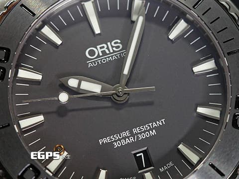 ORIS 豪利時 Aquis Date 時間之海 7674 灰色面盤 鍍鎢刻度錶圈 0173376764153 不鏽鋼 大三針 2025年保單 潛水錶 自動上鍊 40mm