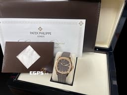 PATEK PHILIPPE 百達翡麗 PP錶 Aquanaut Luce 海底探險家 5268 <font color="#FFFF6F">無敵少見!!原鑲鑽石裱框!! 圓潤八角形錶圈 </font>5268/200R-010<font color="#C7C7E2">貴婦名媛首選~</font> <font color="#FF95CA">超少見優雅【巧克力格紋盤】 灰褐色面盤 18K玫瑰金材質 </font><font color="#FF0000"> 2025年保單</font> 自動上鍊 38.8mm