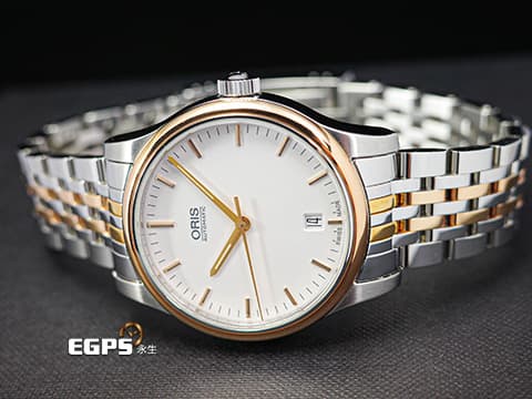 ORIS 豪利時 Classic Date 經典系列 7578&nbsp;銀白色面盤&nbsp;0173375784351 大三針&nbsp;PVD塗層不鏽鋼錶圈  2025年保單 自動上鍊 37mm