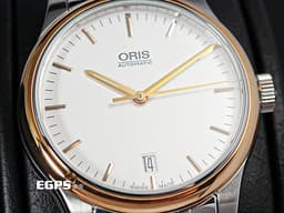 ORIS 豪利時 Classic Date 經典系列 7578&nbsp;<font color="#E0E0E0">銀白色面盤</font>&nbsp;0173375784351 大三針&nbsp;<font color="#fbb383">PVD塗層不鏽鋼錶圈</font>  <font color="#FF0000">2025年保單</font> 自動上鍊 37mm