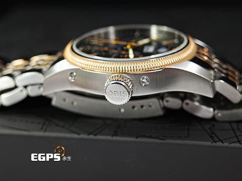 ORIS 豪利時 Big Crown Complication 大錶冠系列 7627-43 複雜功能 0158276274364 玫瑰金PVD塗層不鏽鋼 半金款 月相盈虧 星期日期 兩地時間 2025年保卡 自動上鍊 40mm