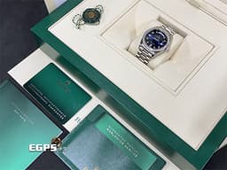 ROLEX 勞力士 DayDate 36 星期日曆型 DD 128349RBR 128349 18K白金材質 <font color=#0000FF>漸層藍色面盤 </font> <font color=#FFFF00> 原鑲鑽石錶圈、時標 </font> <font color=#ff0000> 2020年新式保卡 保有部分原廠膠膜 </font> 自動上鍊 36mm