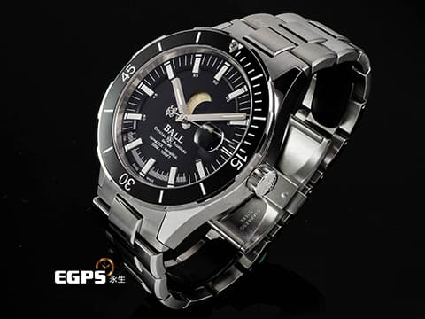 BALL WATCH 波爾錶 Roadmaster DM3150B-S14J-BK 不鏽鋼材質  黑色單向旋轉陶瓷錶圈 月相顯示  2025保單 限量1000只 3H自體發光微型氣燈 自動上鍊 43mm