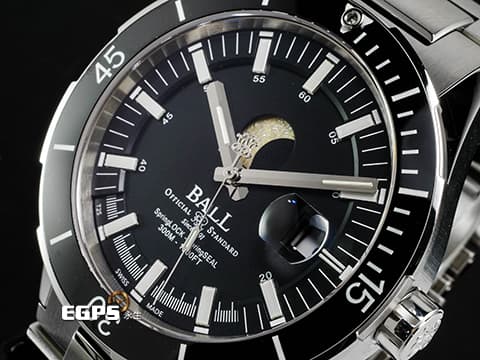 BALL WATCH 波爾錶 Roadmaster DM3150B-S14J-BK 不鏽鋼材質  黑色單向旋轉陶瓷錶圈 月相顯示  2025保單 限量1000只 3H自體發光微型氣燈 自動上鍊 43mm