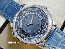 Patek philippe 百達翡麗 PP錶 Complications 複雜功能時計 World Time 世界時區 7130G-016  <font color=#70cce1>原鑲鑽圈 灰藍色中央雕紋面盤</font> 18K白金材質 7130 G <font color=#FF0000>2025年3月保單</font> 自動上鍊 36mm