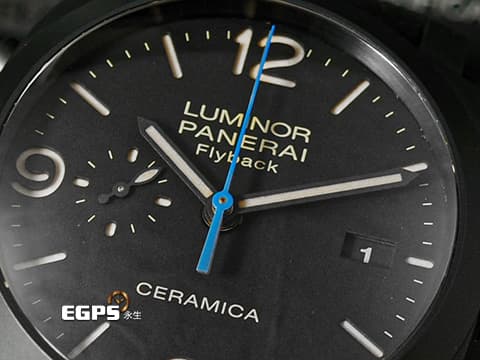 PANERAI 沛納海 Luminor 1950 3 Days Chrono Flyback PAM580 三日鍊 飛返 計時碼表 經典三明治面盤 淡褐色夜光時標 菸草面 PAM00580 黑陶瓷 2019年台灣公司貨 自動上鍊 44mm
