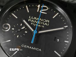 PANERAI 沛納海 Luminor 1950 3 Days Chrono Flyback PAM580 三日鍊 飛返 計時碼表 <font color=#be9672>經典三明治面盤 淡褐色夜光時標 菸草面</font> PAM00580 黑陶瓷 <font color=#FF0000>2019年台灣公司貨</font> 自動上鍊 44mm