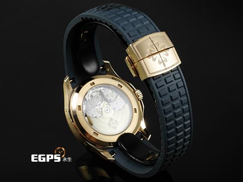 Patek Philippe 百達翡麗 PP錶 Aquanaut 海底探險家 5261R-001 18K玫瑰金材質 年曆錶 灰藍色錶盤飾有Aquanaut浮雕圖案面盤 灰藍色橡膠錶帶  覆白色螢光塗層的金質立體數字時標 2025年保單  自動上鏈 39.9mm