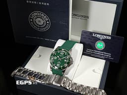 LONGINES 浪琴 Hydro Conquest 康卡斯 深海征服者 L37854066 浪鬼 <font color=#009100>綠色陶瓷圈、陶瓷拉絲面盤 綠水鬼</font> 不鏽鋼 <font color=#FF0000>專賣店特別版 附原廠快拆式橡膠錶帶 2021年台灣公司貨</font> 潛水錶 自動上鍊 41mm