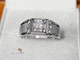白K金 天然鑽石 主石重0.35CT 噴砂處理  鑽石戒指 男戒