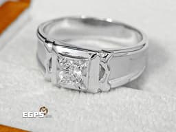 白K金 天然鑽石 主石重0.35CT 噴砂處理  鑽石戒指 男戒