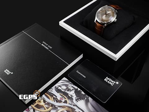 Montblanc 萬寶龍 Heritage 傳承系列 U0128673 淺棕色放射紋面盤 128673 不鏽鋼 大三針&nbsp;2025年保卡  自動上鍊 40mm