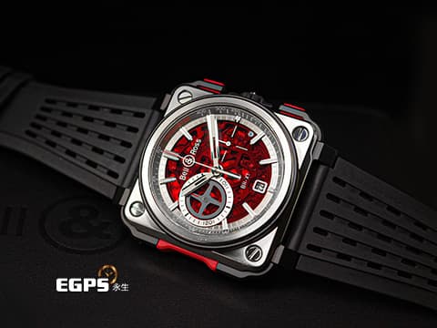Bell &amp; Ross 柏萊士 BR-X1 Skeleton Chronograph Red Edition 計時碼表 紅色鏤空面盤 BR-X1-CE-TI-BTQ 黑陶瓷 鈦金屬 限量50只 自動上鍊 45mm