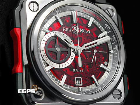 Bell &amp; Ross 柏萊士 BR-X1 Skeleton Chronograph Red Edition 計時碼表 紅色鏤空面盤 BR-X1-CE-TI-BTQ 黑陶瓷 鈦金屬 限量50只 自動上鍊 45mm