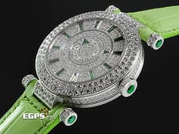 FRANCK MULLER 法蘭穆勒 Double Mystery 雙重神秘 DM39D2RCD 18K白金材質 <font color=#70cce1>原廠鑲鑽 滿天星鑽石面盤（共652顆寶石）</font> <font color=#74d56a>綠色寶石指針、時標</font> <font color=#ff00ff> 新錶訂價約：2,584,000元 </font>自動上鍊 39mm