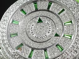 FRANCK MULLER 法蘭穆勒 Double Mystery 雙重神秘 DM39D2RCD 18K白金材質 <font color=#70cce1>原廠鑲鑽 滿天星鑽石面盤（共652顆寶石）</font> <font color=#74d56a>綠色寶石指針、時標</font> <font color=#ff00ff> 新錶訂價約：2,584,000元 </font>自動上鍊 39mm