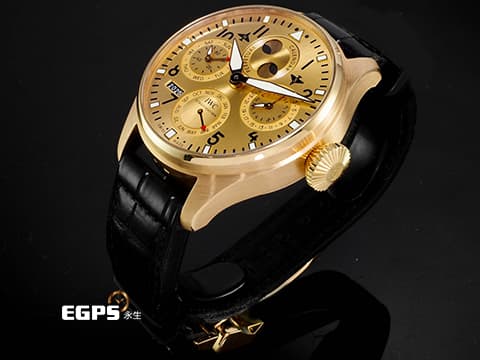 IWC 萬國 BIG PILOTS 大飛行員 萬年曆 IW502639 18K玫瑰金材質  七日鍊動力儲存顯示  經典南北月相萬年曆腕錶、四位數字年份顯示  自動上鍊 46mm